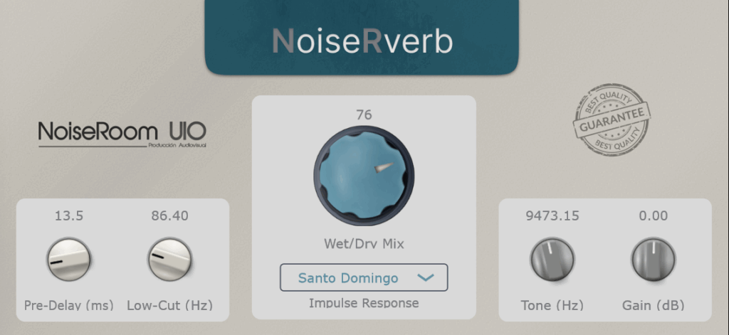 NoiseRverb heritage acoustics plugin interface.