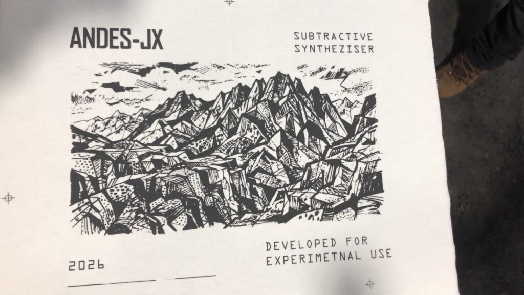 Prueba de serigrafía de la ilustración de montañas para la camiseta Andes JX