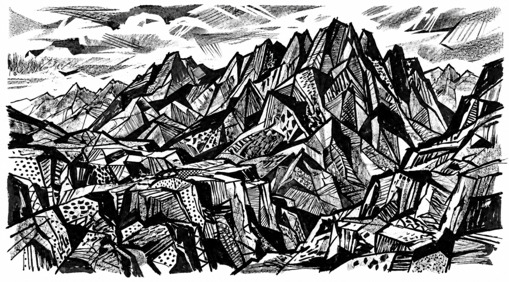 Original illustration of the Ecuadorian Andes created for the Andes JX T-shirt